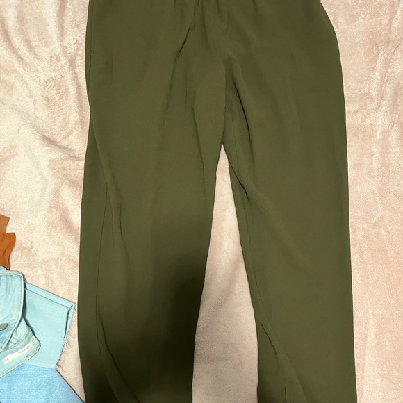 Express draw string dress pants dark green brand new - Picture 2 of 2